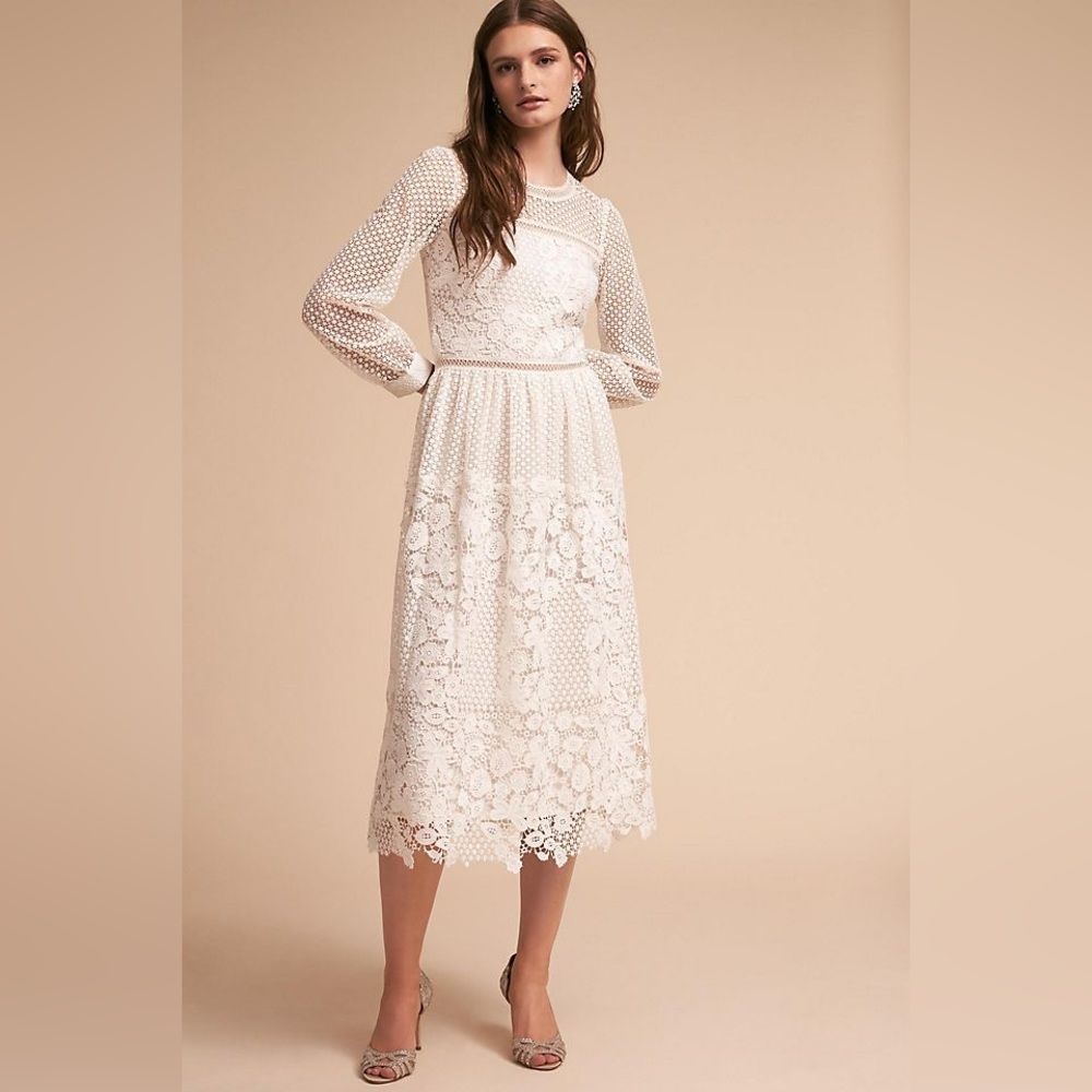 BHLDN Cream Lace Midi Dress
